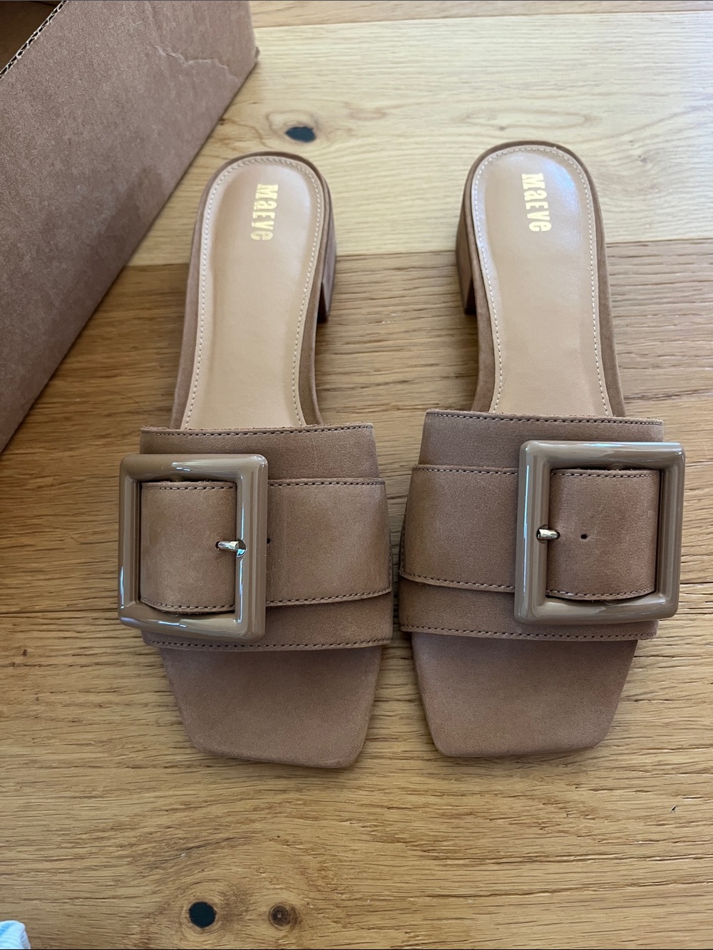 Anthropologie Maeve Tan Buckle Slide Sandals